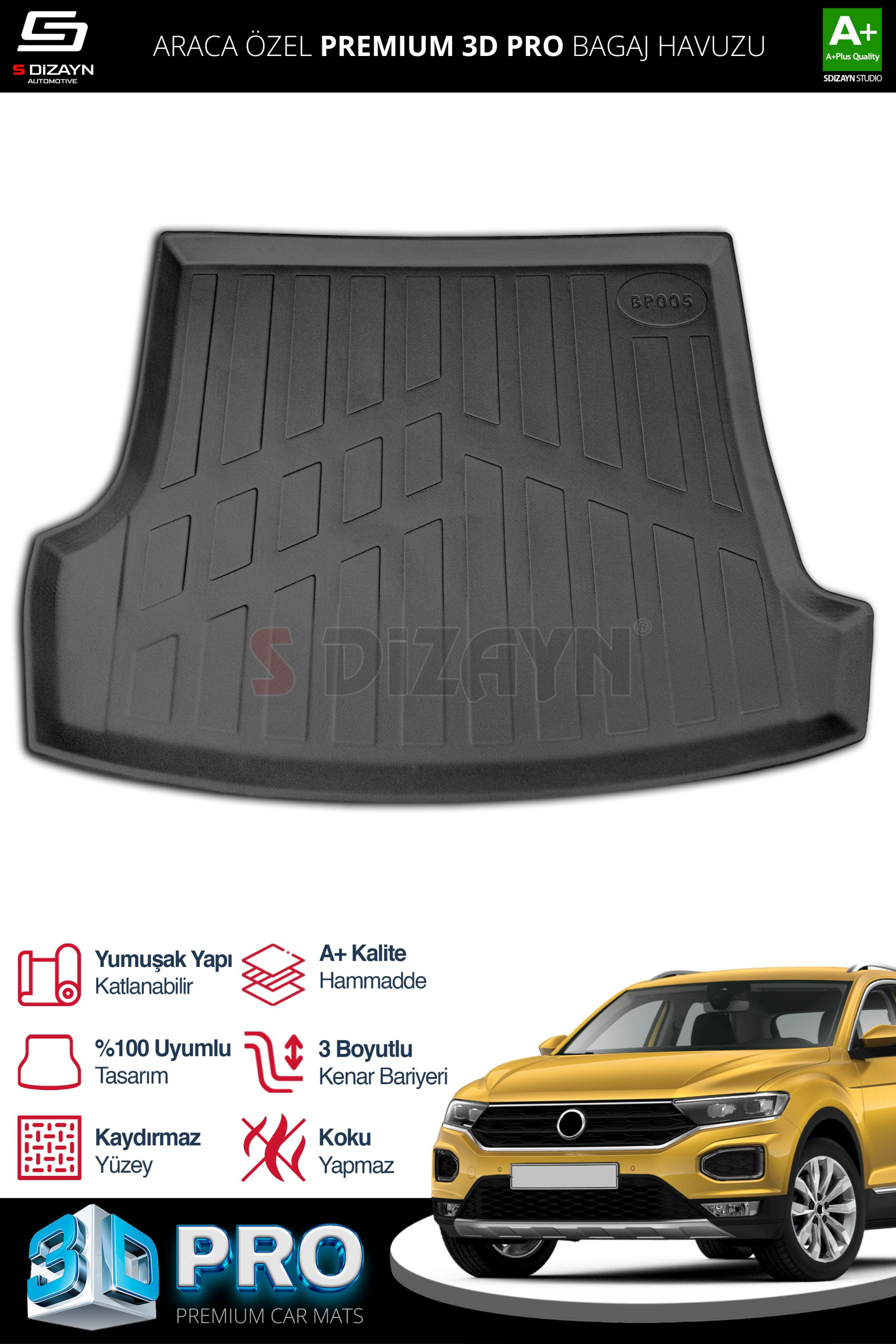 S-Dizayn Volkswagen T-Roc 3D Pro Bagaj Havuzu Üst Bagaj 2019 Üzeri A+ Kalite S-Dizayn Volkswagen T-Roc 3D Pro Bagaj Havuzu Üst Bagaj 2019 Üzeri A+ Kalite