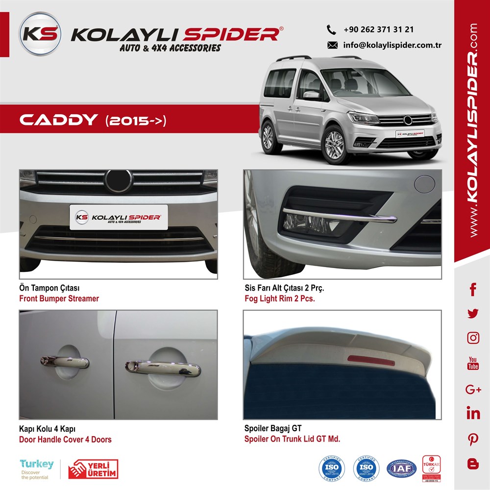 VW Caddy Yan Kapı Çıtası 4 Prç Krom 2015 ve Sonrası VW Caddy Yan Kapı Çıtası 4 Prç Krom 2015 ve Sonrası