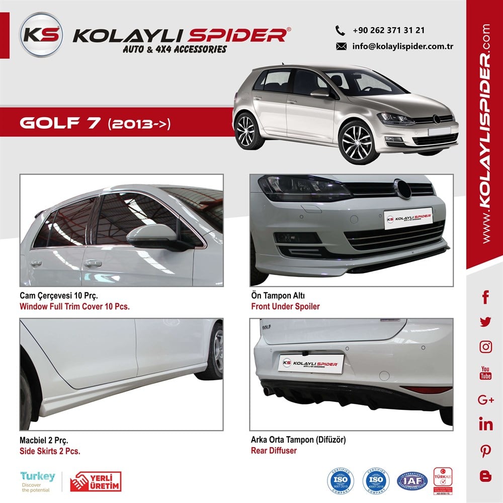 VW Golf 7 Kapı Eşiği 4 Prç Krom 2013 ve Sonrası VW Golf 7 Kapı Eşiği 4 Prç Krom 2013 ve Sonrası
