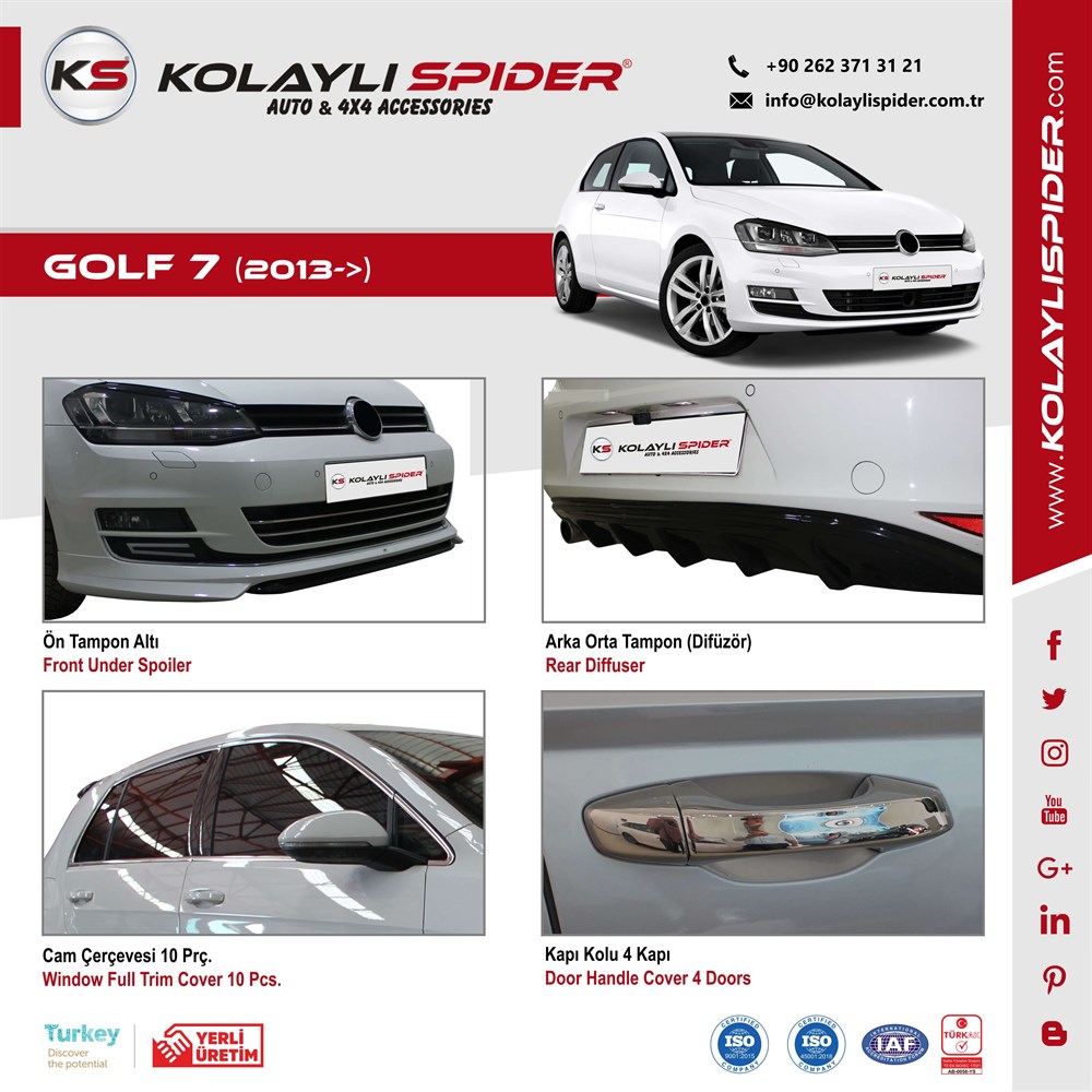 VW Golf 7 Kapı Eşiği 4 Prç Krom 2013 ve Sonrası VW Golf 7 Kapı Eşiği 4 Prç Krom 2013 ve Sonrası