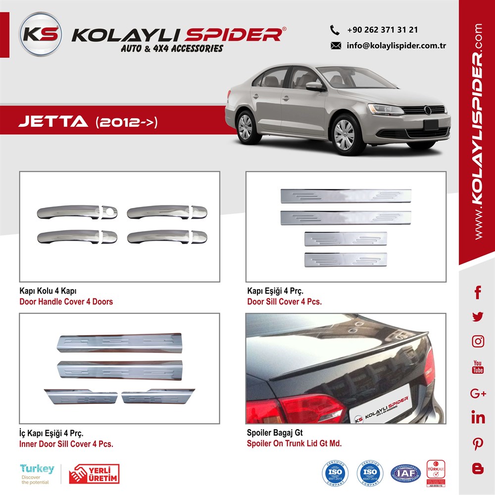 VW Jetta Bagaj Alt Çıta Krom 2012-2015 VW Jetta Bagaj Alt Çıta Krom 2012-2015